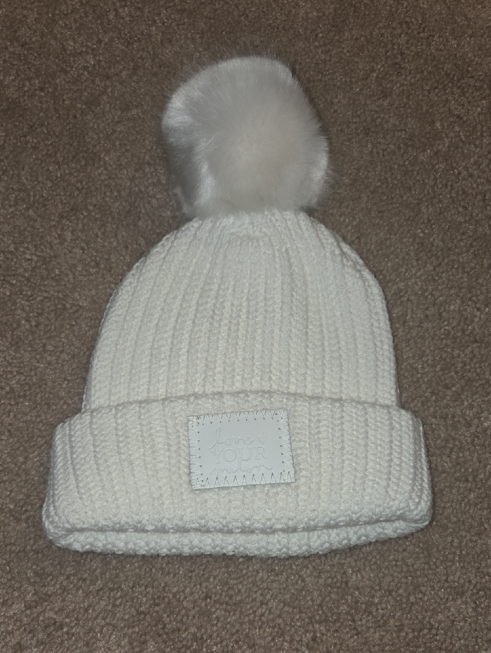White Knit Pom Beanie
